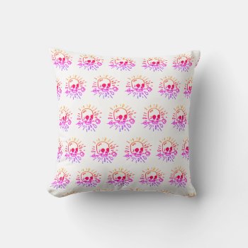 Skulls And Hearts Pillow With Color Reversible by Frasure_Studios at Zazzle