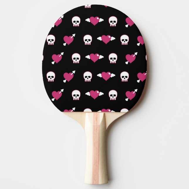Skulls and hearts Ping-Pong paddle (Front)