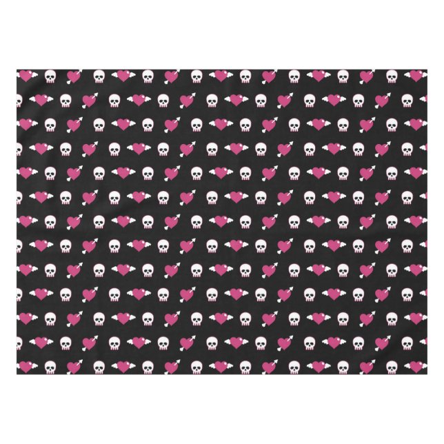Skulls and hearts tablecloth (Front (Horizontal))