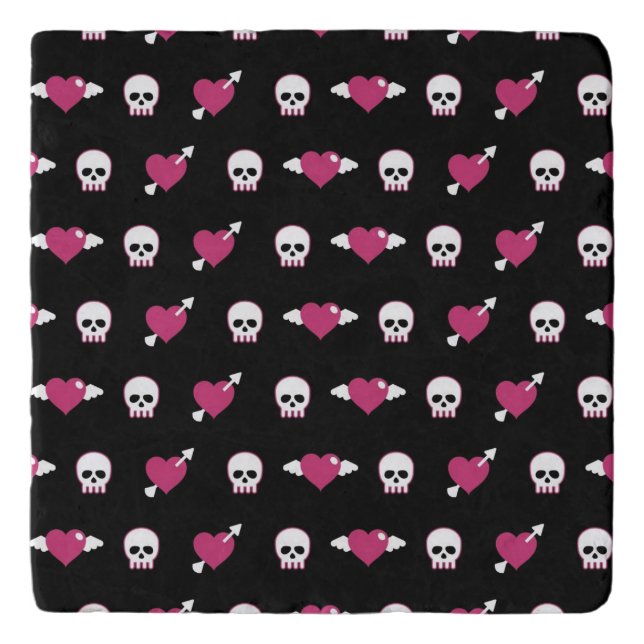 Skulls and hearts trivet (Front)