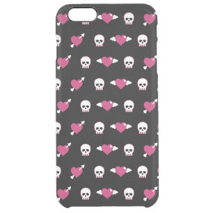 Skulls and hearts clear iPhone 6 plus case