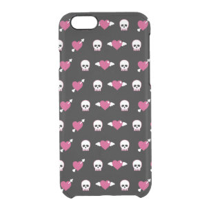 Skulls and hearts clear iPhone 6/6S case