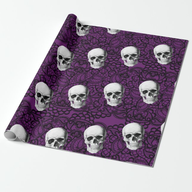 Skulls and lace wrapping paper (Unrolled)