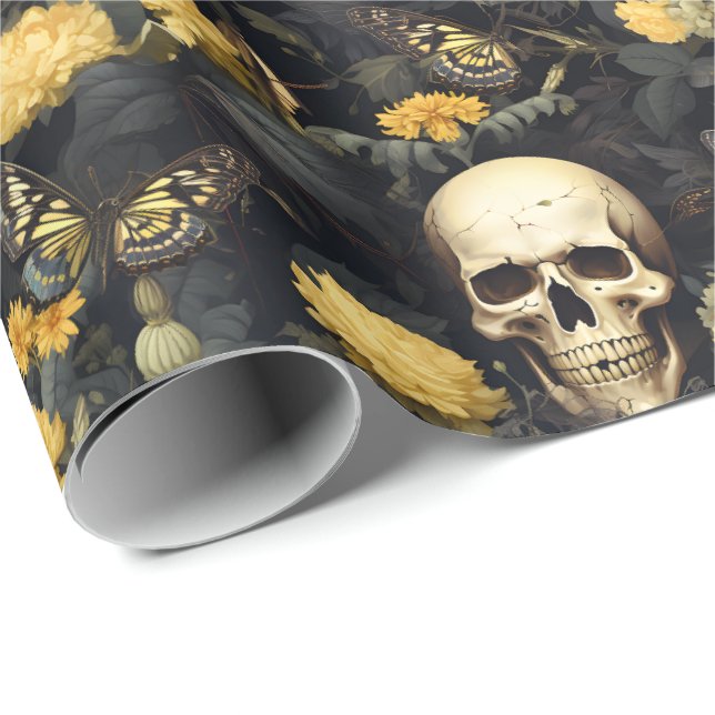 Skulls and Marigolds Wrapping Paper (Roll Corner)