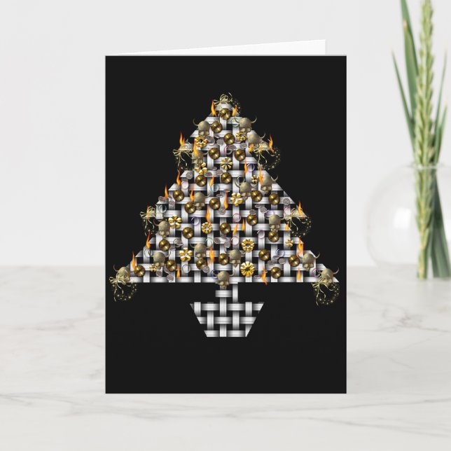 Skulls and Metal Tree Holiday Card (Front)