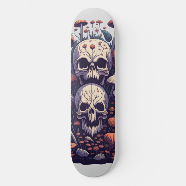 Skulls and Mushrooms Skateboard (Front)