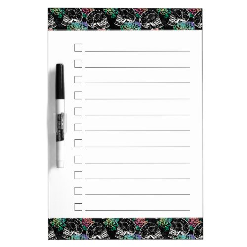 Skulls and Ombre Roses  Gothic Glam Checklist Dry Erase Board