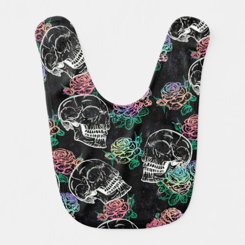 Skulls and Ombre Roses  Gothic Glam Pastel Grunge Baby Bib