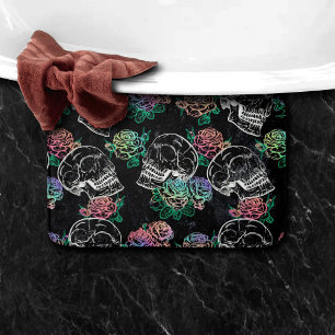 Skulls and Ombre Roses Gothic Glam Pastel Grunge Bath Mat