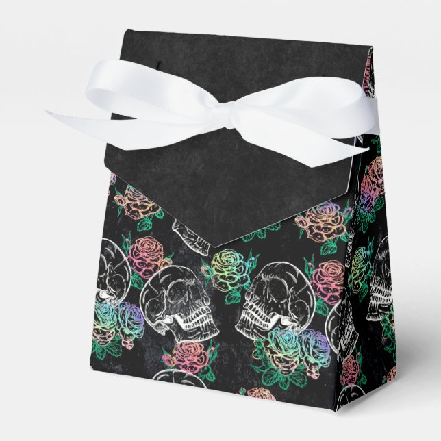 Skulls and Ombre Roses | Gothic Glam Pastel Grunge Favor Boxes (Front Side)