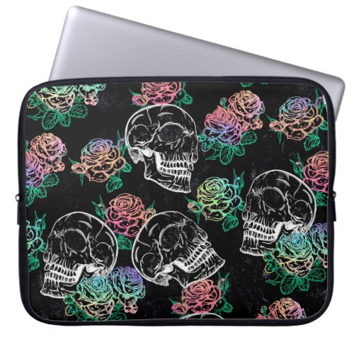 Skulls and Ombre Roses  Gothic Glam Pastel Grunge Laptop Sleeve