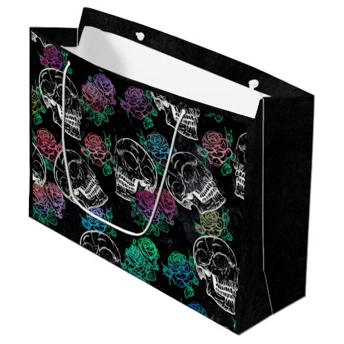 Skulls and Ombre Roses  Gothic Glam Pastel Grunge Large Gift Bag