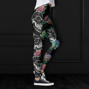 Skulls and Ombre Roses Gothic Glam Pastel Grunge Leggings
