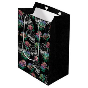 Skulls and Ombre Roses   Gothic Glam Pastel Grunge Medium Gift Bag