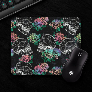 Skulls and Ombre Roses Gothic Glam Pastel Grunge Mouse Pad