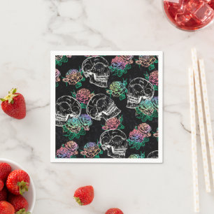 Skulls and Ombre Roses Gothic Glam Pastel Grunge Napkins
