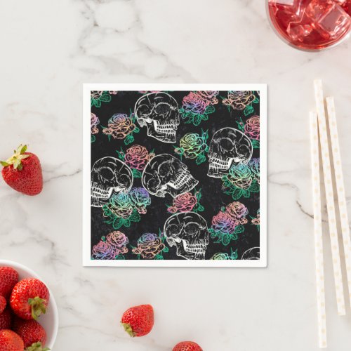 Skulls and Ombre Roses  Gothic Glam Pastel Grunge Napkins