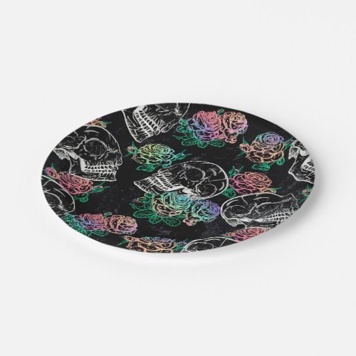 Skulls and Ombre Roses  Gothic Glam Pastel Grunge Paper Plates