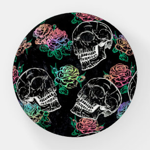 Skulls and Ombre Roses   Gothic Glam Pastel Grunge Paperweight