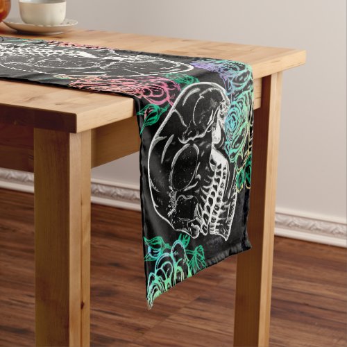 Skulls and Ombre Roses  Gothic Glam Pastel Grunge Short Table Runner