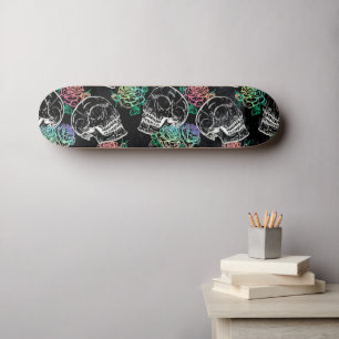Skulls and Ombre Roses Gothic Glam Pastel Grunge Skateboard