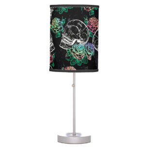 Skulls and Ombre Roses Gothic Glam Pastel Grunge Table Lamp