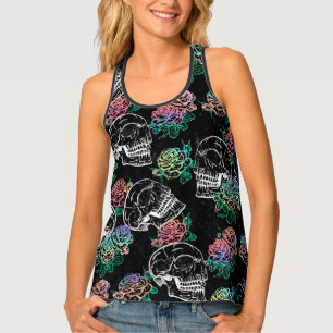 Skulls and Ombre Roses Gothic Glam Pastel Grunge Tank Top