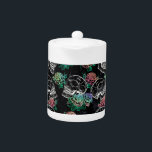 Skulls and Ombre Roses | Gothic Glam Pastel Grunge Teapot<br><div class="desc">#abstractart Feminine 90s gothic grunge in a seamless pattern of chalk sugar skulls accented with soft ombre pastel roses on a crushed velvet chalkboard texture background inspired by Halloween and Mexican Day of the Dead (dia de los muertos). The modern contemporary mixed medium design adds the perfect pop of color...</div>