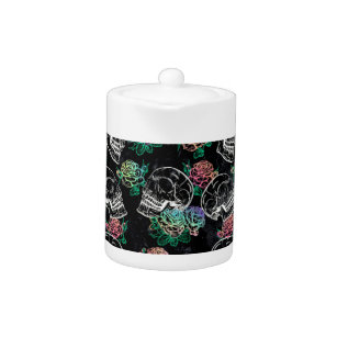 Skulls and Ombre Roses   Gothic Glam Pastel Grunge Teapot