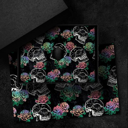 Skulls and Ombre Roses  Gothic Glam Pastel Grunge Tissue Paper