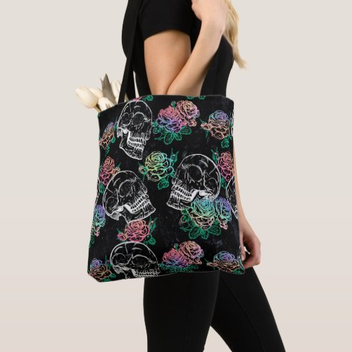 Skulls and Ombre Roses  Gothic Glam Pastel Grunge Tote Bag