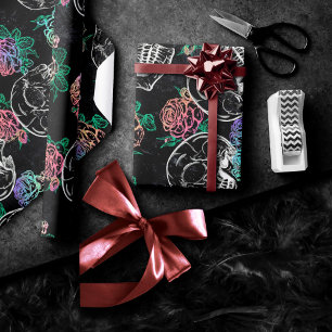 Skulls and Ombre Roses Gothic Glam Pastel Grunge Wrapping Paper