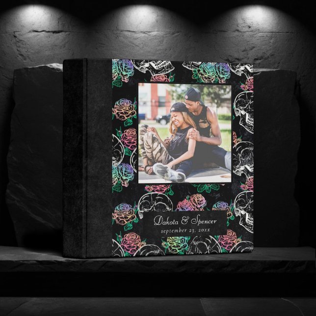 Skulls and Ombre Roses | Gothic Glam Wedding Album 3 Ring Binder (Creator Uploaded)