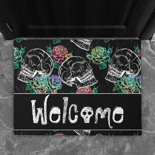 Skulls and Ombre Roses Gothic Glam Welcome Doormat