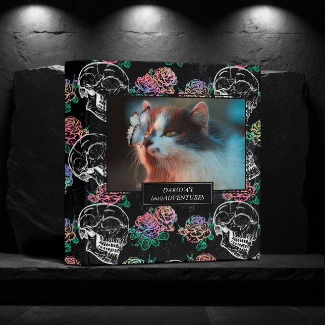 Skulls and Ombre Roses | Gothic Pastel Pet Album 3 Ring Binder (Creator Uploaded)