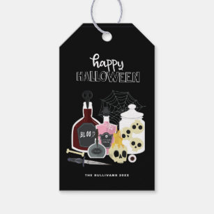Skulls and Potions Illustrations Happy Halloween Gift Tags