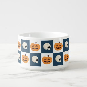 Skulls and Pumpkins Checks Bowl