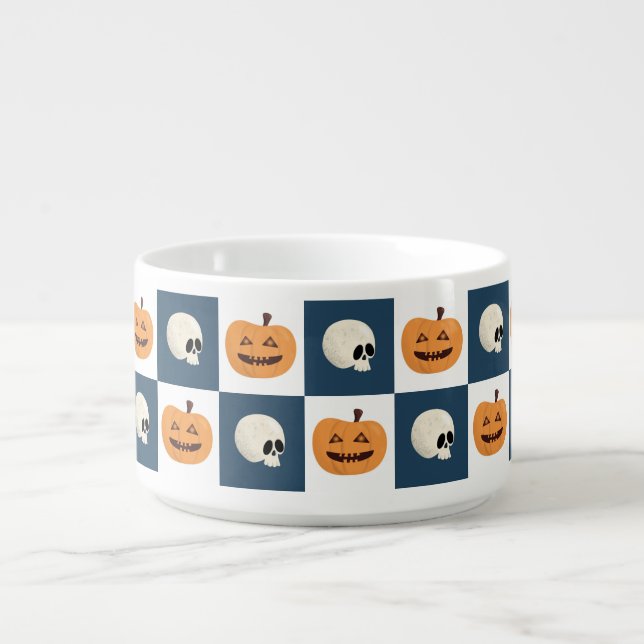 Skulls and Pumpkins Checks Bowl (Center)