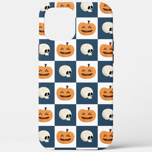 Skulls and Pumpkins Checks Case-Mate iPhone Case (Back)