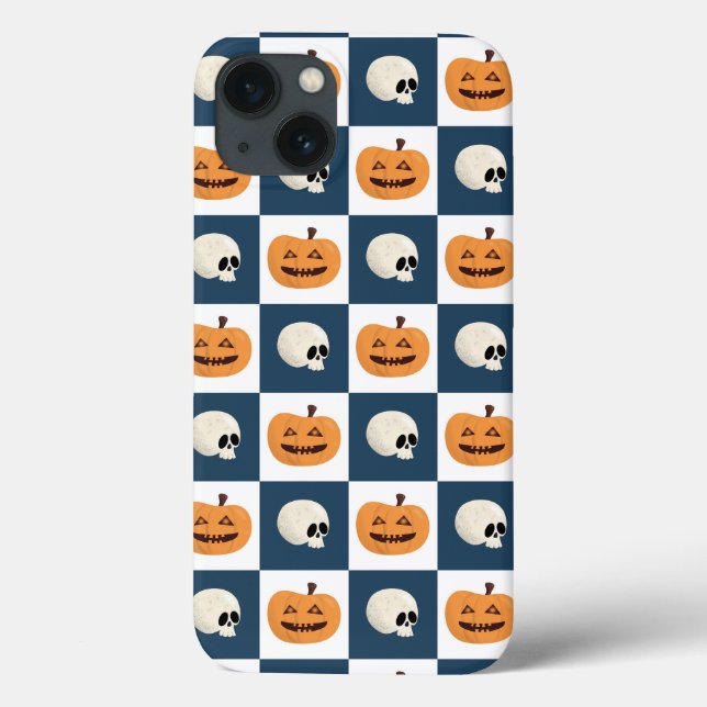 Skulls and Pumpkins Checks Case-Mate iPhone Case (Back)