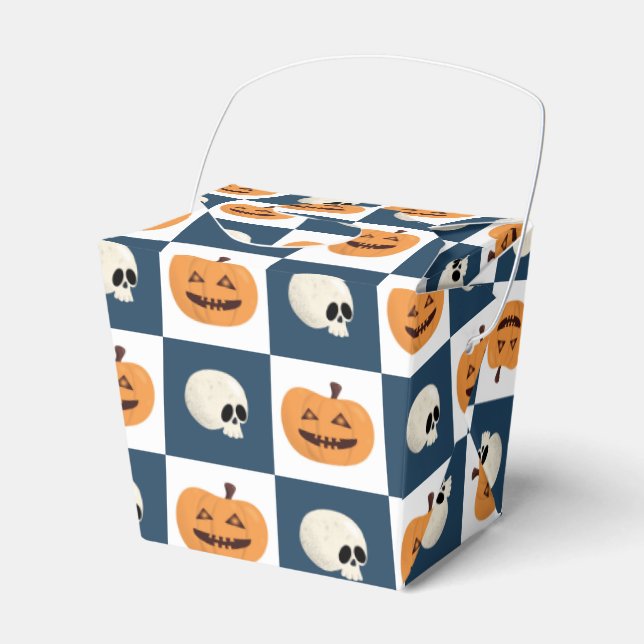 Skulls and Pumpkins Checks Favor Boxes (Front Side)