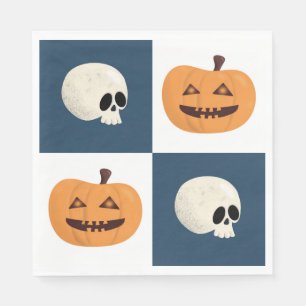 Skulls and Pumpkins Checks Napkins