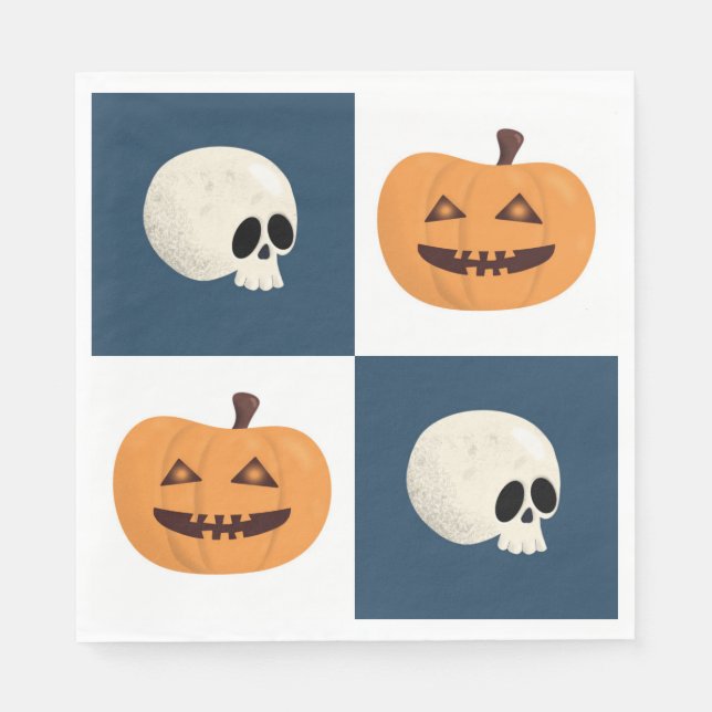 Skulls and Pumpkins Checks Napkins (Front)