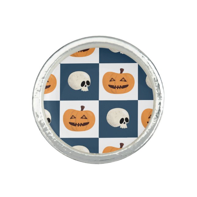 Skulls and Pumpkins Checks Ring (Front)