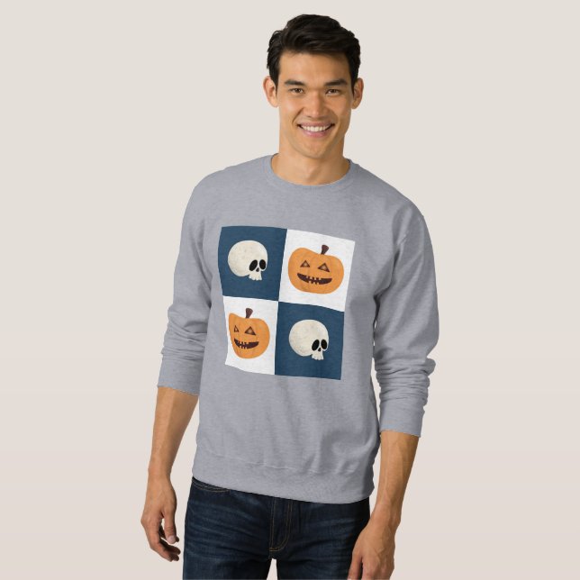 Skulls and Pumpkins Checks Sweatshirt (Front Full)