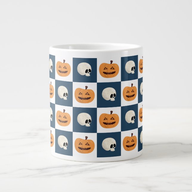Skulls and Pumpkins Giant Coffee Mug (Front)