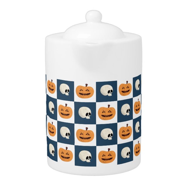 Skulls and Pumpkins Teapot (Front)