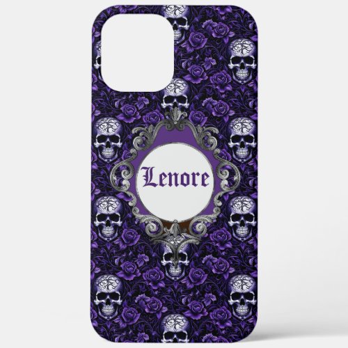 Skulls and Purple Flowers iPhone 12 Pro Max Case