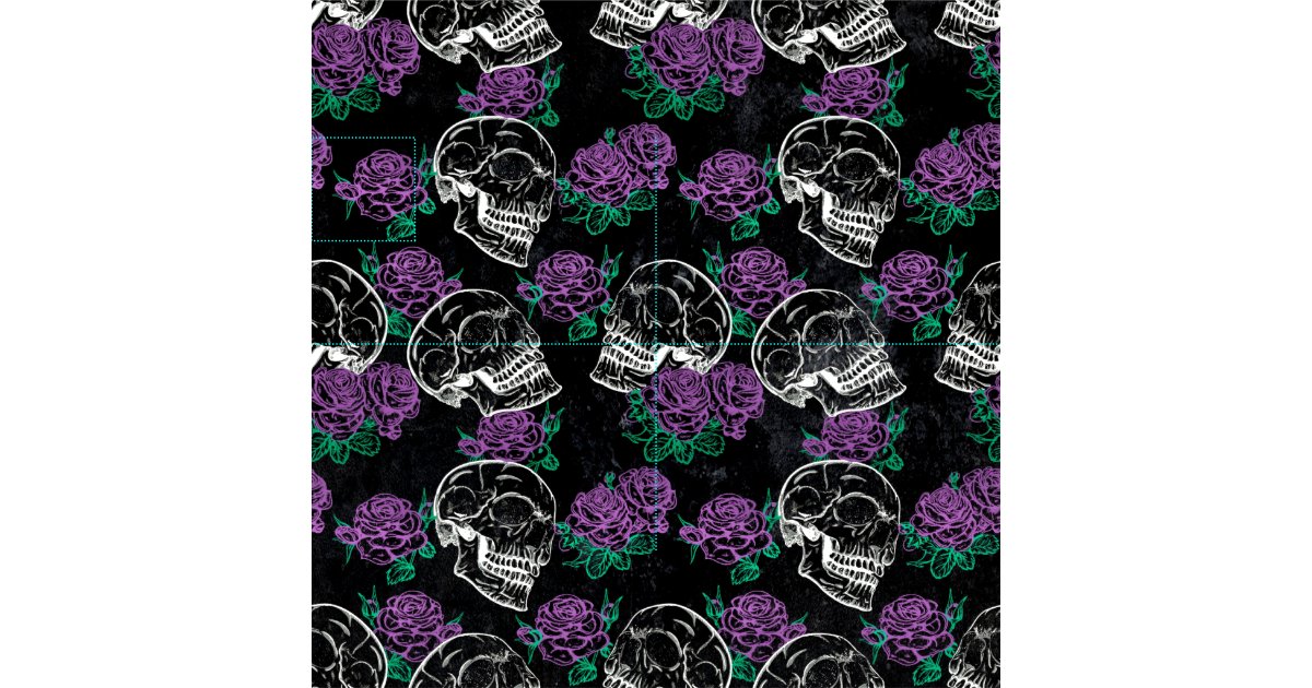 Skulls and Purple Roses | Dark Gothic Grunge Glam Fabric | Zazzle