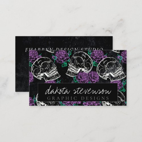 Skulls and Purple Roses  Gothic Glam Branding Business Card